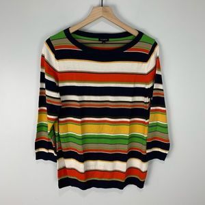 Talbots Striped Cotton Blend Sweater L